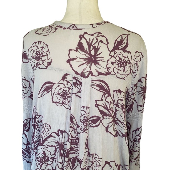 Free People Lavender Lilac Purple Floral Cutout Draped Mini Dress Tunic  XS - Picture 7 of 13